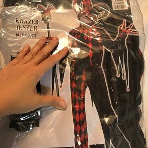 Krazed Jester Circus Clown Carnival Scary Halloween Child Costume Large